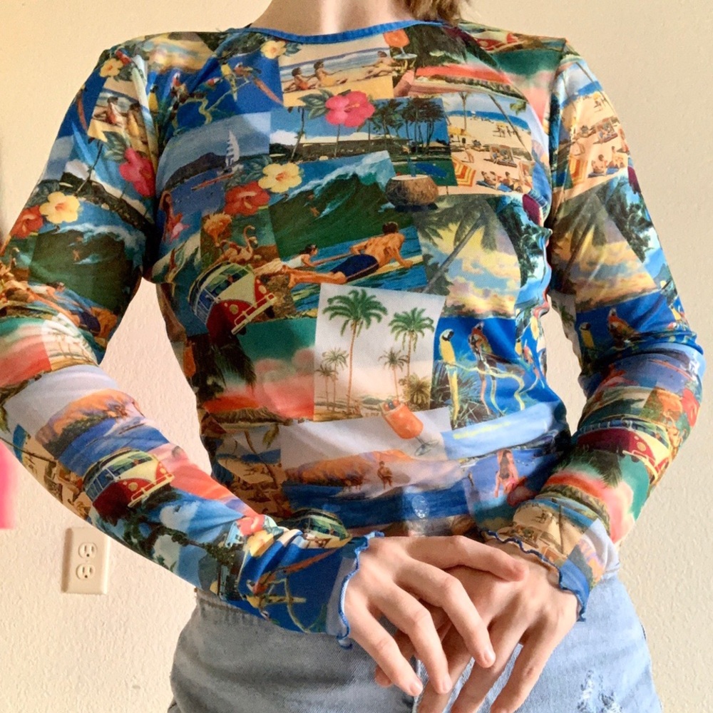 Delia’s Greetings From Paradise mesh top